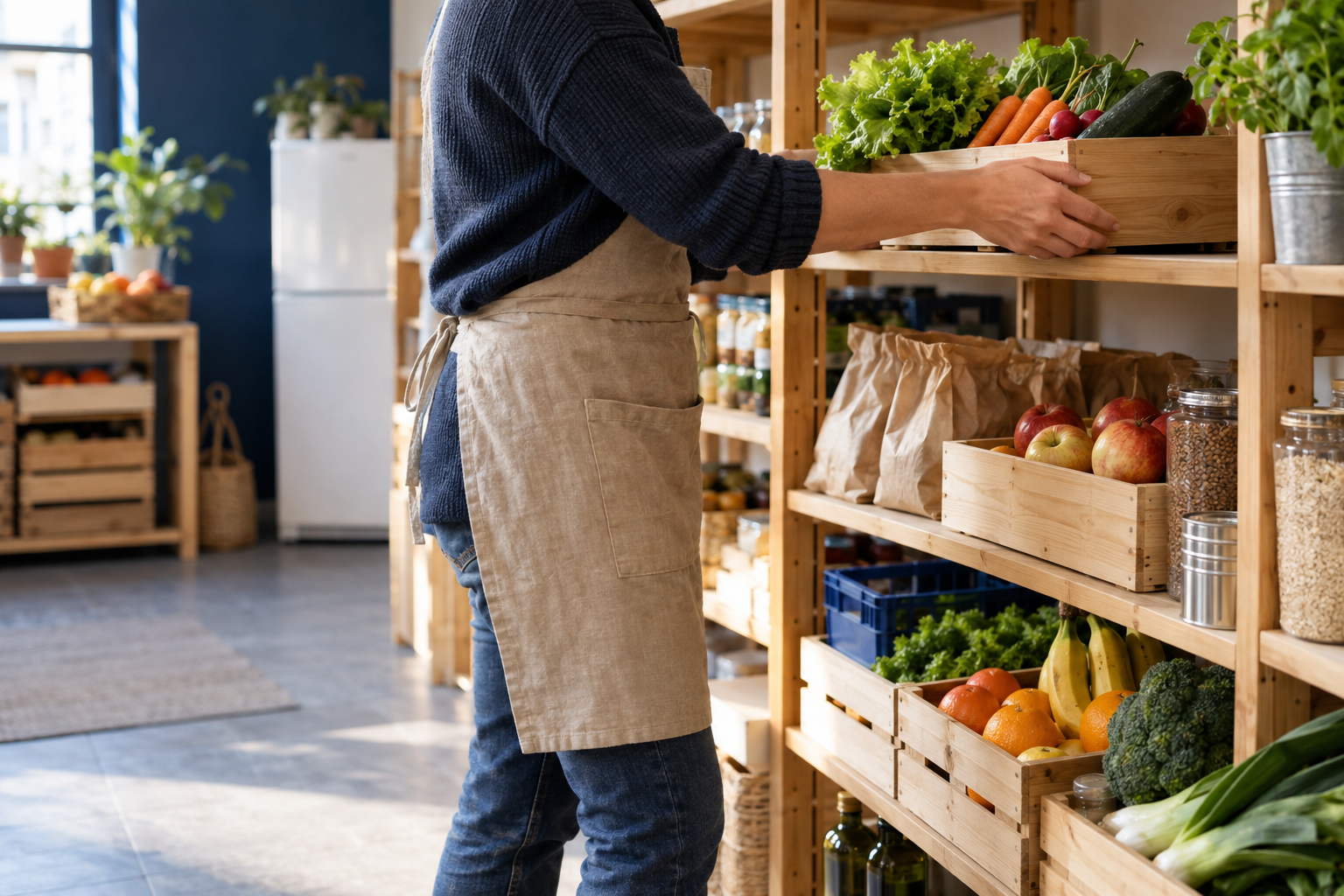 Mise à disposition de denrées dans un espace solidaire